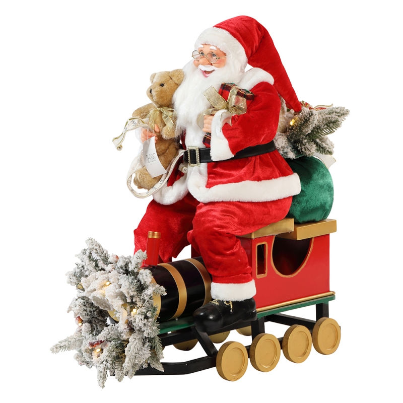 60/90cm Julgran Santa Claus med belysning prydnad dekoration festival semester figurinsamling traditionell jul