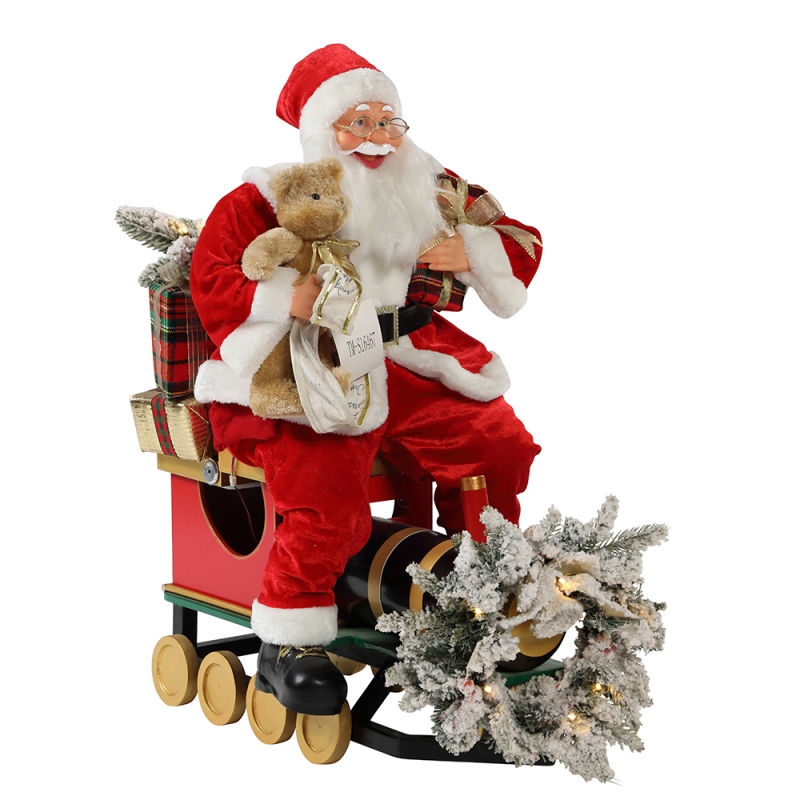 60/90cm Julgran Santa Claus med belysning prydnad dekoration festival semester figurinsamling traditionell jul