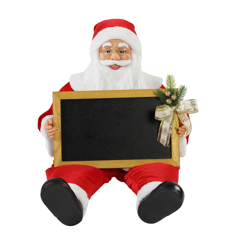 60/80cm jul sitter santa claus med blackboad semester musikalisk prydnad dekoration figurinsamling traditionell xmas