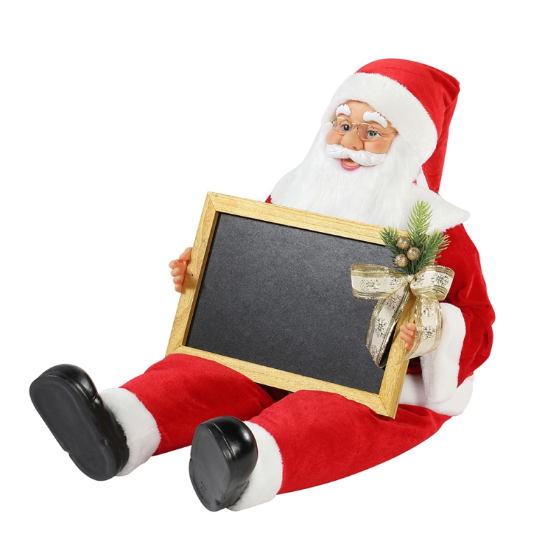 60/80cm jul sitter santa claus med blackboad semester musikalisk prydnad dekoration figurinsamling traditionell xmas