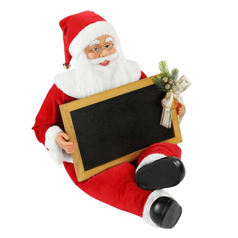 60/80cm jul sitter santa claus med blackboad semester musikalisk prydnad dekoration figurinsamling traditionell xmas