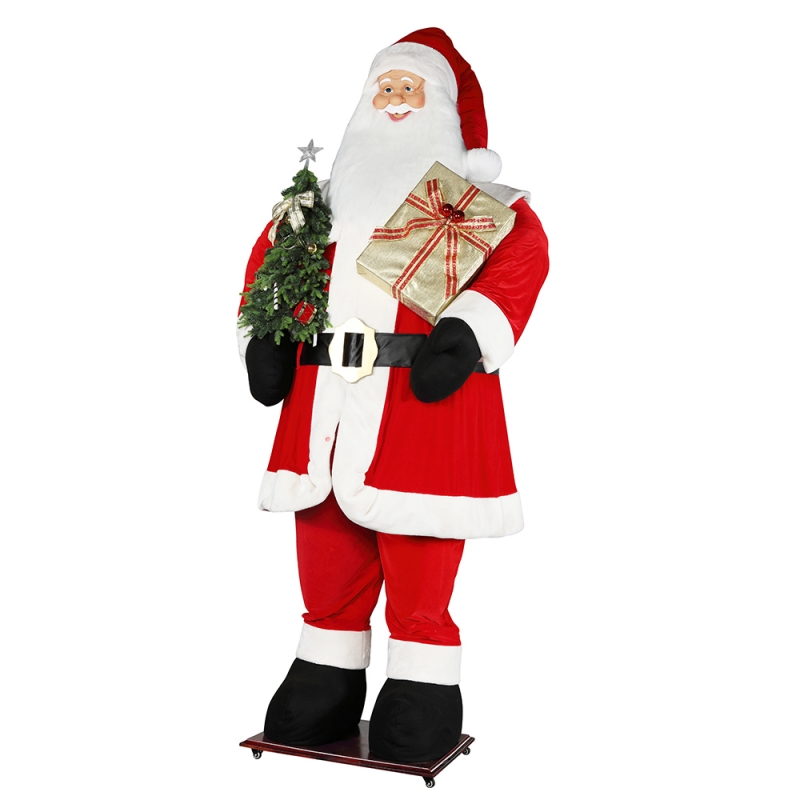 3,8m Stor jul Santa Claus med träd och presentpåse LED Light Rise och Down Show Exhibition Decoration Holiday Festival Luxury