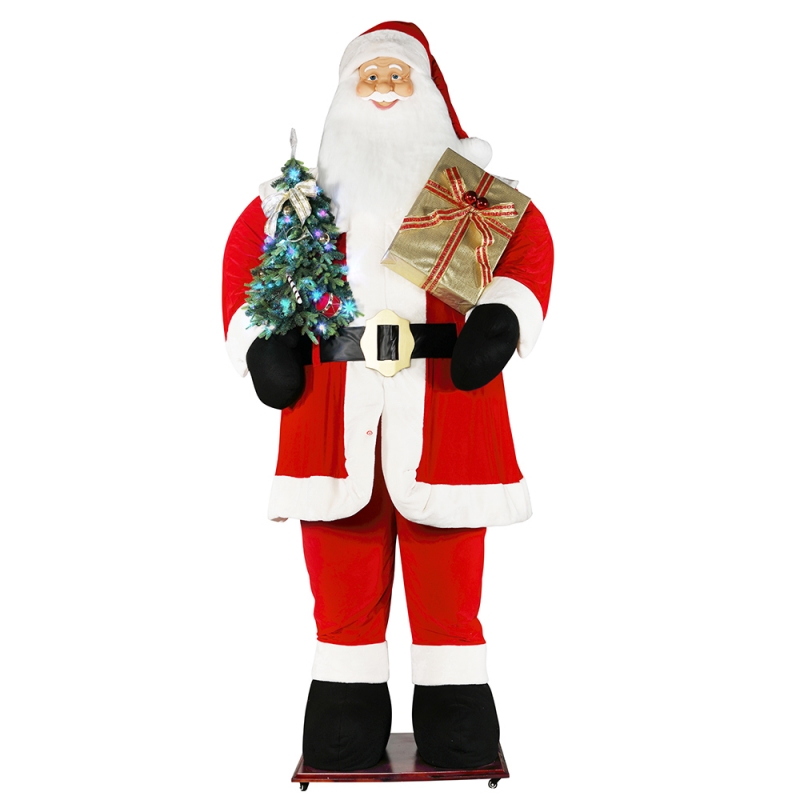3,8m Stor jul Santa Claus med träd och presentpåse LED Light Rise och Down Show Exhibition Decoration Holiday Festival Luxury