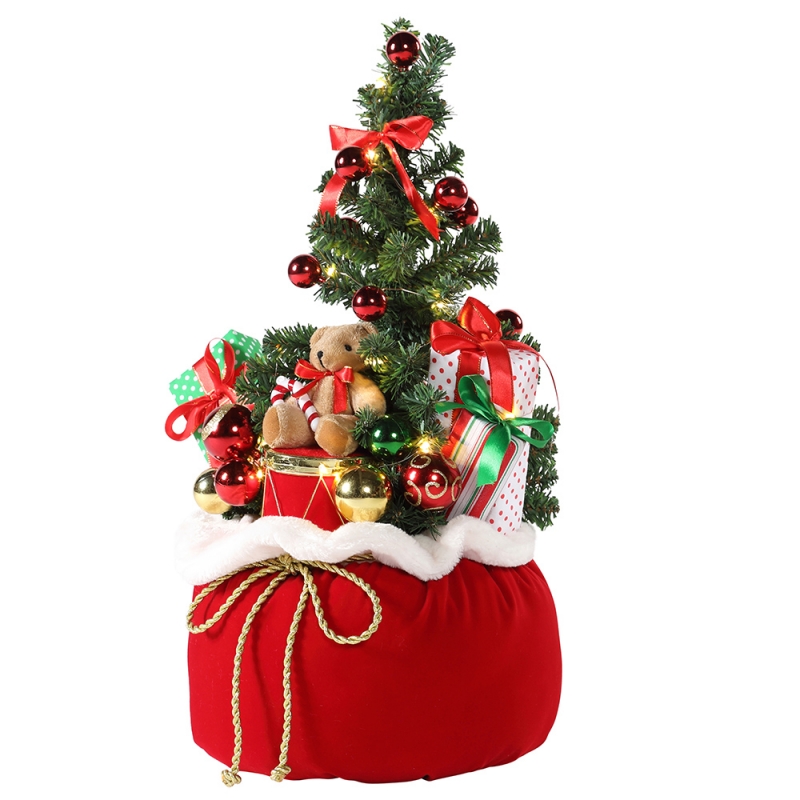 60cm julbjörn träd hem visa gåvor väska ledde semester prydnad dekoration figurparty samling julgran ljus