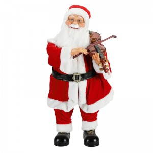 80cm Animerad julbelysning Musikalisk Santa Claus med Fiddle Ornament Dekoration Traditionell Holiday Figurine Collection