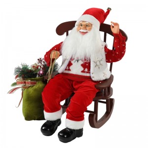 55cm stol animerad santa claus med ljus jul prydnad figur dekoration xmas dockor semester samling hem gåvor