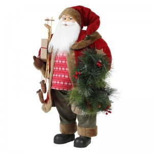 30 ~ 110cm Julstående Santa Claus med krans prydnad dekoration traditionell figurinsamling xmas serie