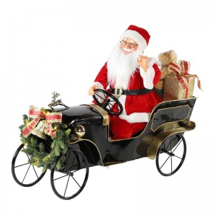 80cm animerad julbil Santa Claus med belysning musikalisk prydnad dekoration semester figurinsamling traditionell xmas