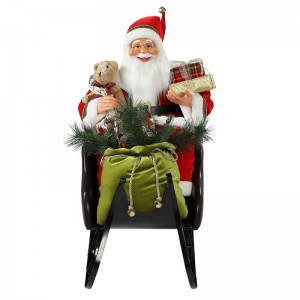 80cm sittande släde Santa Claus med belysning prydnad jul dekorationTraditional semester figurinsamling
