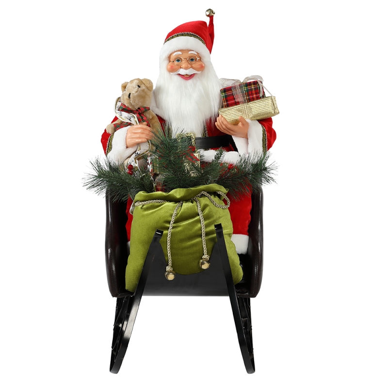 80cm sittande släde Santa Claus med belysning prydnad jul dekorationTraditional semester figurinsamling