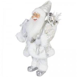 Noble 45cm Juldekoration Stående Santa Claus i silver Xmas träd smycken levererar traditionell semester figur