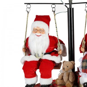 120cm Jul Rotera trädet Santa Claus med musikalisk prydnad dekoration festival semester figurinsamling traditionell