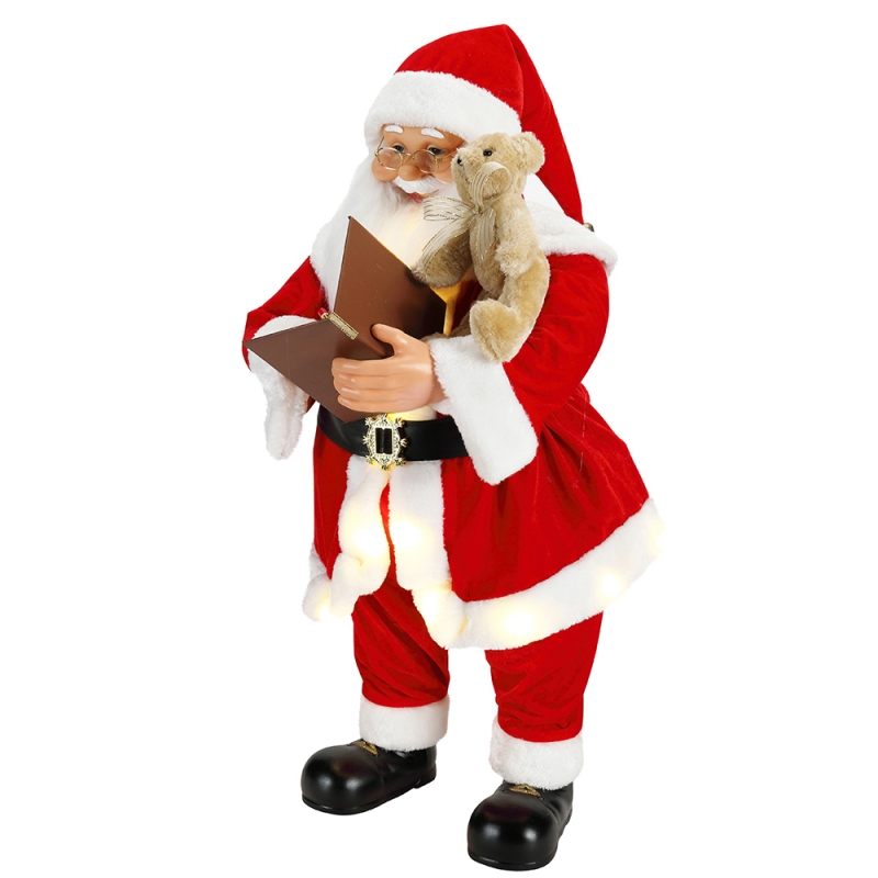 80cm animerad julskrivning Santa Claus med belysning musikalisk prydnad dekoration traditionell semester figurinsamling