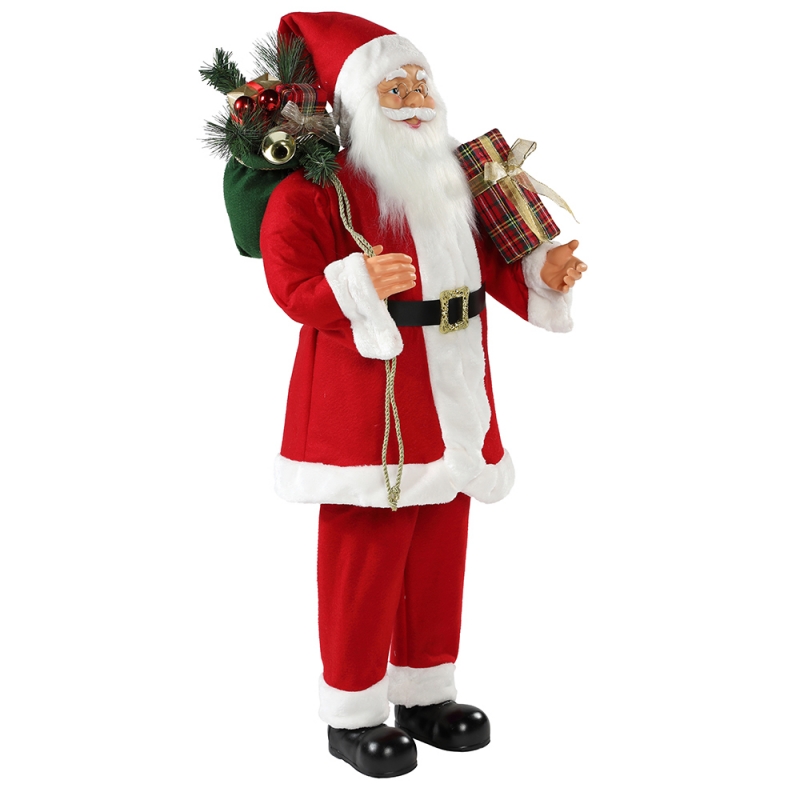 30 ~ 110cm Julstående Santa Claus med presentväska prydnadsdekoration Traditionell figurinsamling xmas serie