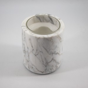Naturlig marmor sten glas kopp ljushållare