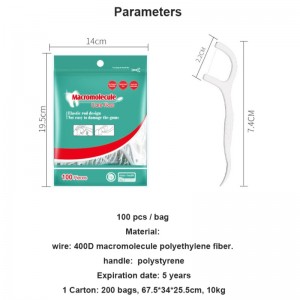 100 st Bag Högkvalitativ Dental Floss Tillverkare Dental Pick Floss för vuxna Dental Floss
