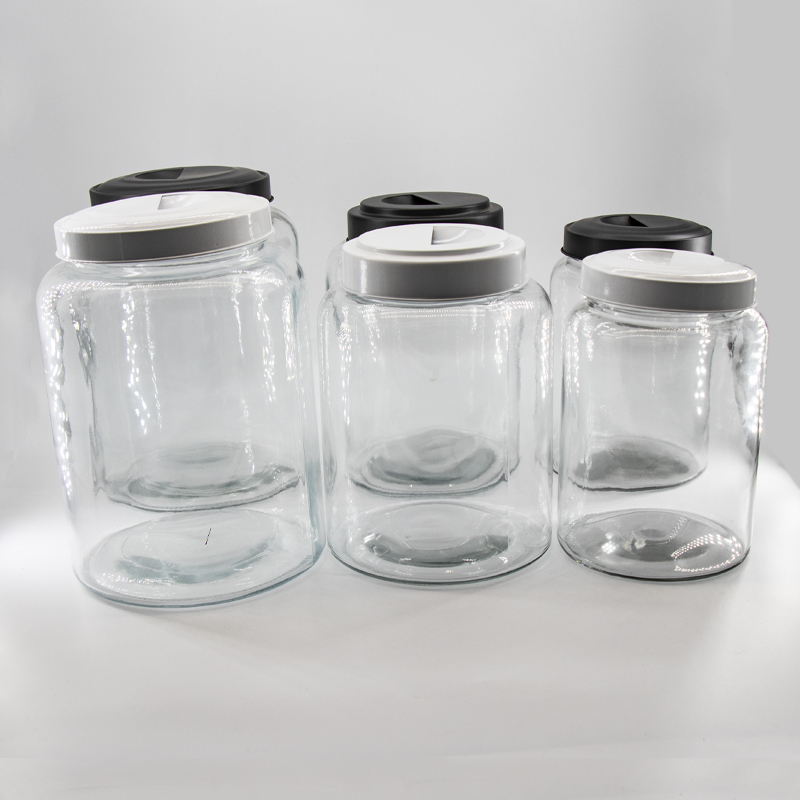Partihandel Glas Food Storage Canister Jars Set med metalllock för kök