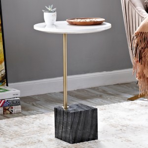 Nordic Round Small Coffee Table Modern MDF Marmor Side Table för vardagsrum