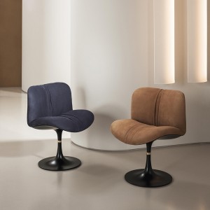 Italiensk minimalistisk lyxdesigner glasfiber modern äkta läder lounge swivel accent stol för vardagsrum