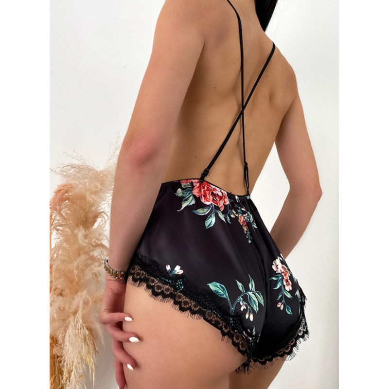 Sexig Hollow Out Floral Bodysuit High Cut V Neck Underkläder Teddy Ultra Thin Andningsbara Kvinnor Erotiska Sexiga Lingeriehot Försäljningsprodukter