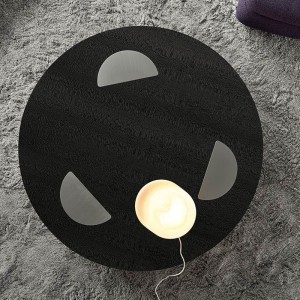 Italienska Design Rostfritt Stålben Stor Lyx Svart Glas Runda Soffbord Modern För Vardagsrumsmöbler