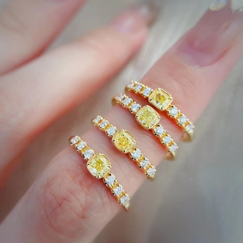 Mode Smycken Tillverkare 18K/14K/10K/9K guld singel gul diamant sten kvinnor guldringar mönster