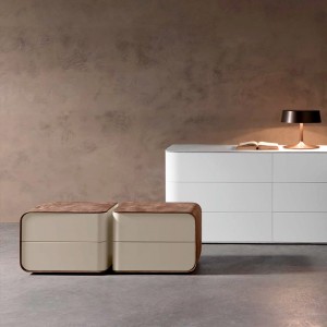 Brunt lädernattduksminnet mini liten modern lyxig rund sängbord smal