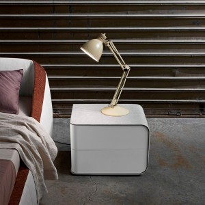 Brunt lädernattduksminnet mini liten modern lyxig rund sängbord smal