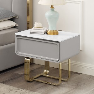 franska guld rostfritt stål bennattbord lyxigtnaturligt marmor sängbordsskåp