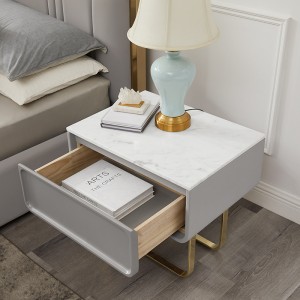 franska guld rostfritt stål bennattbord lyxigtnaturligt marmor sängbordsskåp