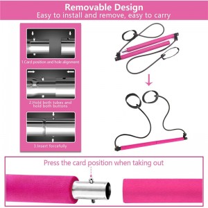 Pilates Bar Set, Portable Yoga Övning Pilatus Stick med motstånd Band Foot Loop, Fitness Equipment