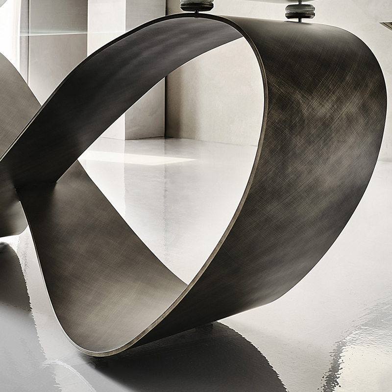 Italiensk high end anpassad rostfritt stål modern lång lyxig rektangulär svart sintrad sten matbord 12 sits