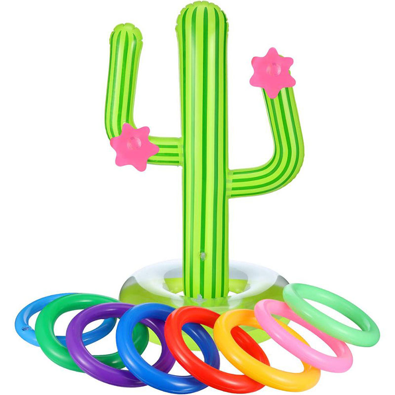 Uppblåsbar kaktusring kast spel set flytande, kaktus spel float