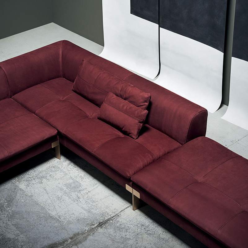 Italiensk lyxguldben 7 -sits L Form Corner Sectional Sofa Set Furniture