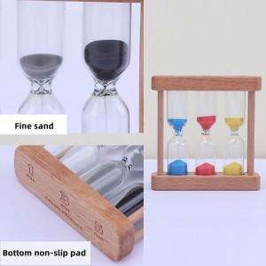 Fabrik kan anpassas 3 i 1 timglasglasglas sandtimer för kök matlagning europeisk kreativ trämetall roterande timglas timer