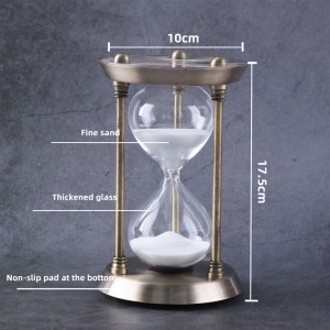 Partihandel anpassad logotyp 30 minuter dekor mässing antik geometrisk metall hem sand timer timglas