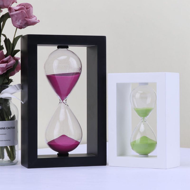 Anpassning av högkvalitativ träram Sandtimer 1 timme Sandtimerdekor 15 30 -minuters träram Glas timglas