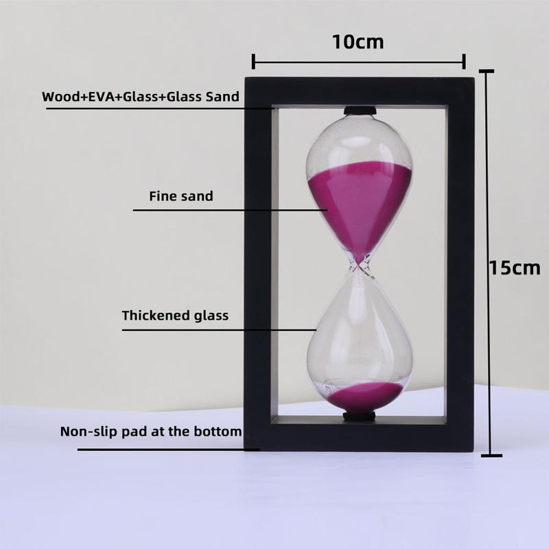 Anpassning av högkvalitativ träram Sandtimer 1 timme Sandtimerdekor 15 30 -minuters träram Glas timglas
