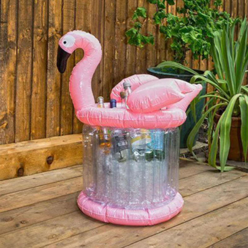 Giant Pink Flamingo Uppblåsbar ishinka kylare, Summer Party Toys Pool Beach Accessories, Drink Beer Bar Cup Holder