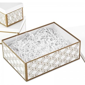 Hallmark kapslade presentförpackningar med lock och fyllning (uppsättning av 3, vita och guld, diverse storlekar) för bröllop, brudduschar, brudtärnor, jul, Hanukkah, födelsedagar, valentin \\\\\\\\\'s dag