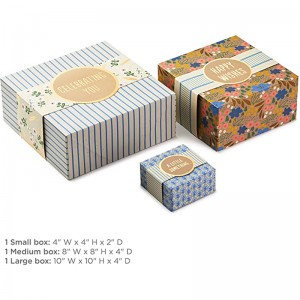 Hallmark-presentförpackningar med wrap-band, diverse storlekar (3-pack: söta blommor och ränder) för födelsedagar, brudduschar, mors dag, bästa vänner