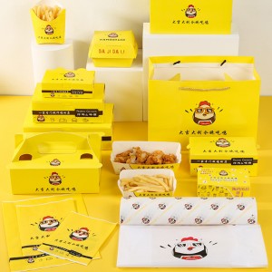 Anpassad mat Kraft Paper Lunch Box Fried Chicken Burger Packaging Box French Fries Box Pizza Octopus Balls Packaging Box