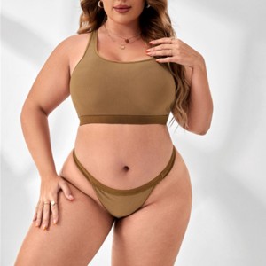 Sömlösa bekväma kvinnor underkläderuppsättning panel behå sexig thong underkläder set