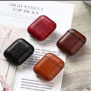 Lämplig för Apple AirPods skyddande fodral, Bluetooth Wireless Headset Box, Lagring Box Protective Case, Fullt Covered and Scratch Resistant, Italian Leather Wine Red