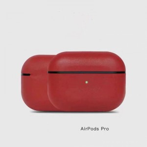 AirPods Pro Leather Case, äkta retroolja Vax galet hästläderfodral, helt handgjorda, främre ledning synlig, (mörkbrun)