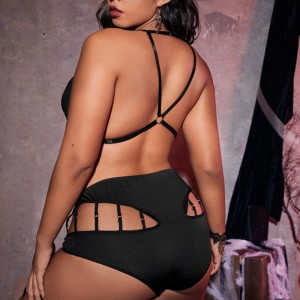 Kedjedetalj ring länkad klippt ut sexig underkläderuppsättning