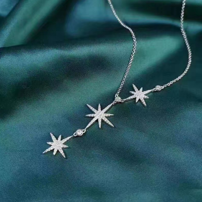 Sterling Silver 925 Star Halsband med CZ Stone för flickor