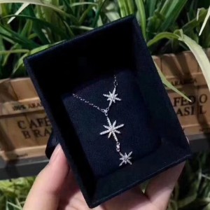 Sterling Silver 925 Star Halsband med CZ Stone för flickor