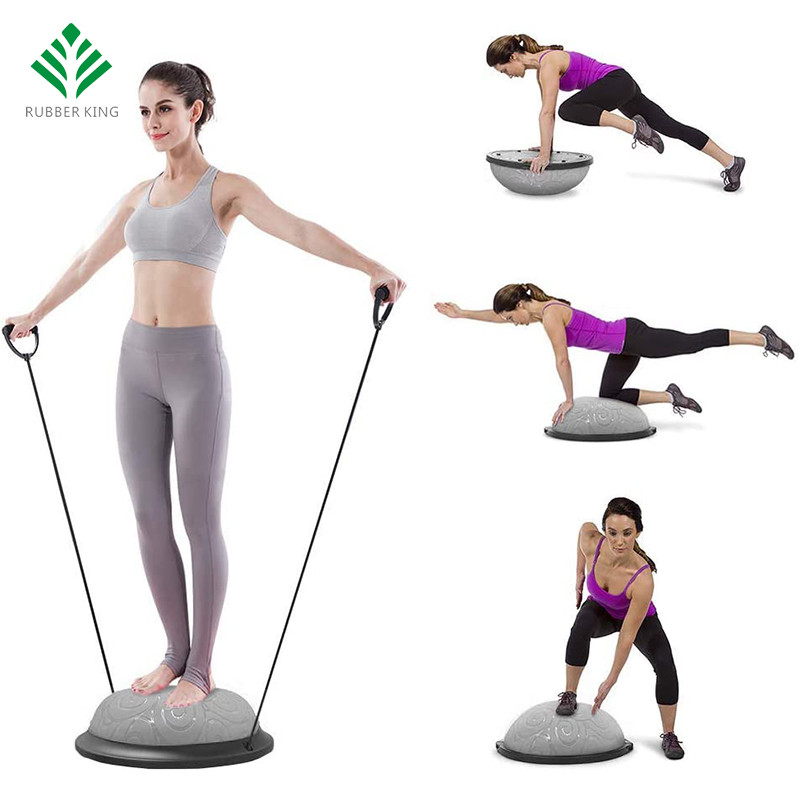 Half Ball Balance Trainer med remmar Yoga Balance Ball Anti Slip For Core Training Home Fitness Strength Asaction Workout Gym