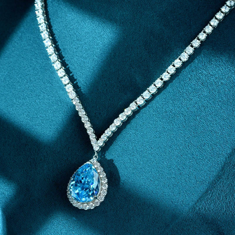 Heart of the Ocean Pendant 40ct High-End Luxury Flash Full Diamond Necklace